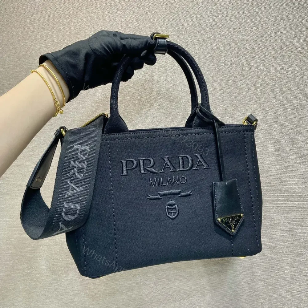 View 10 of 高仿Prada*1BG464刺繡徽標Tote包黑色小號免檢版