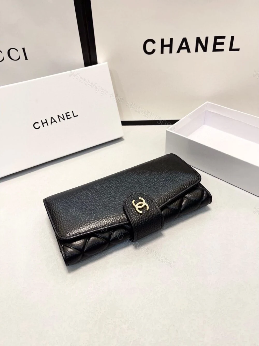View 7 of Chanel Classic Long Flap Wallet Black 19Cm