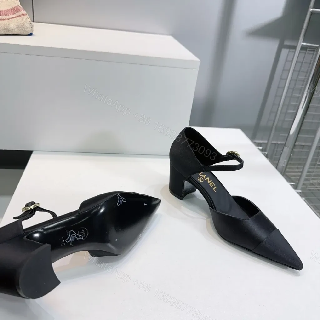 View 7 of Black Satin D’Orsay Heels – Sleek, Sculpted Elevation (60)