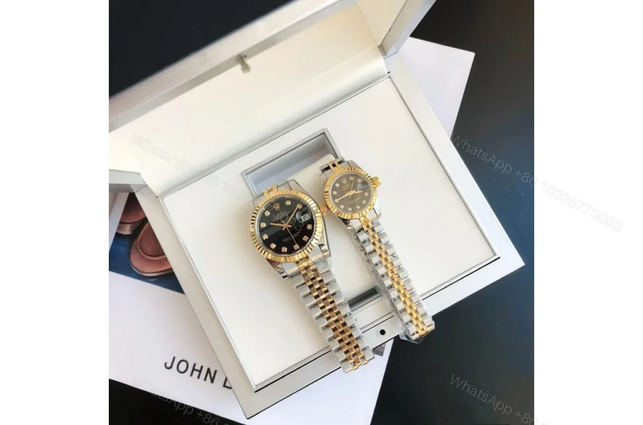 View 6 of Replica Rolex Datejust RG/SS Jub Black/Dia 36/28 mm