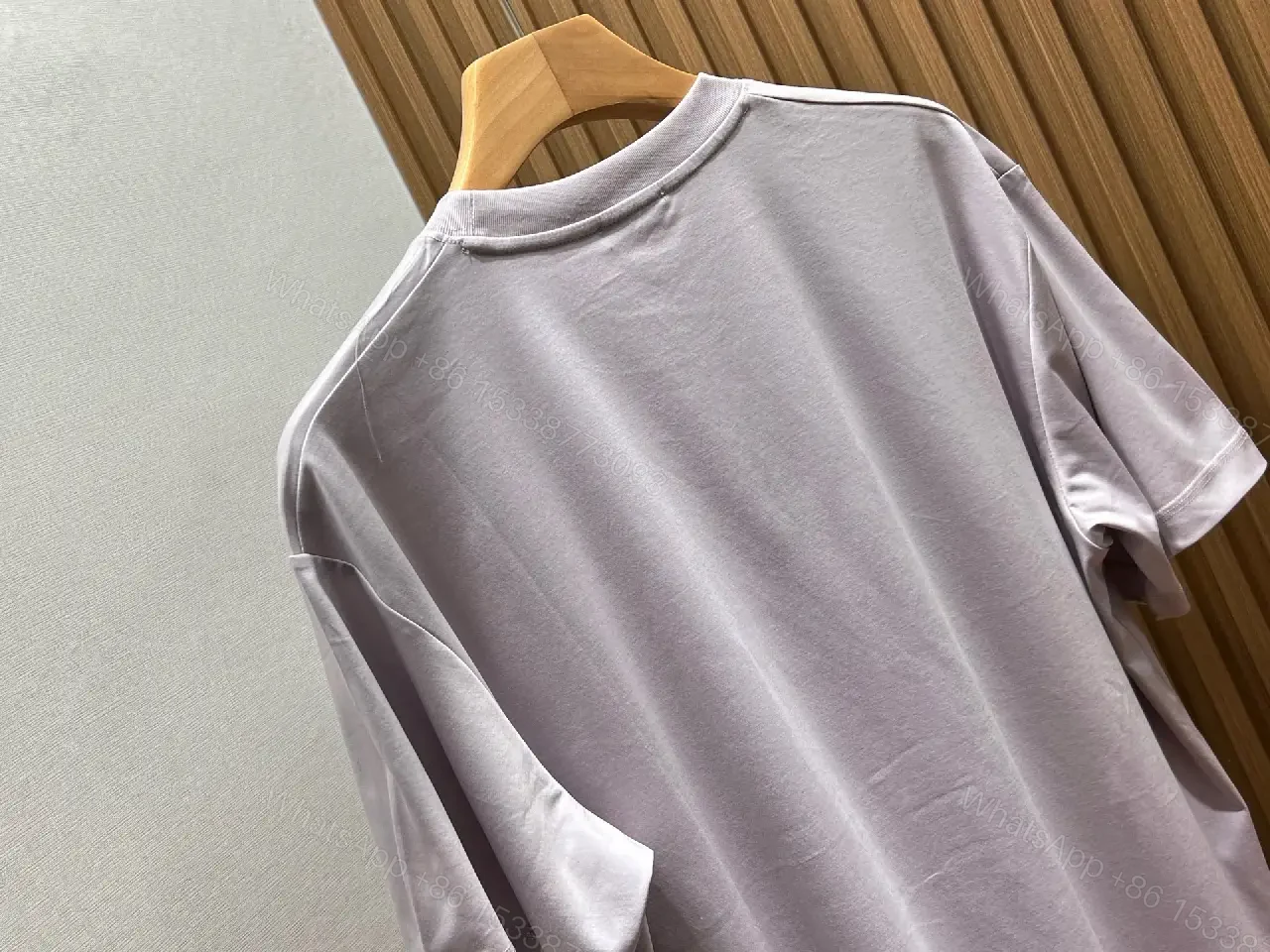View 7 of Light Lavender-Gray Ribbed Crew-Neck Tee with Dior Logo (Relaxed)