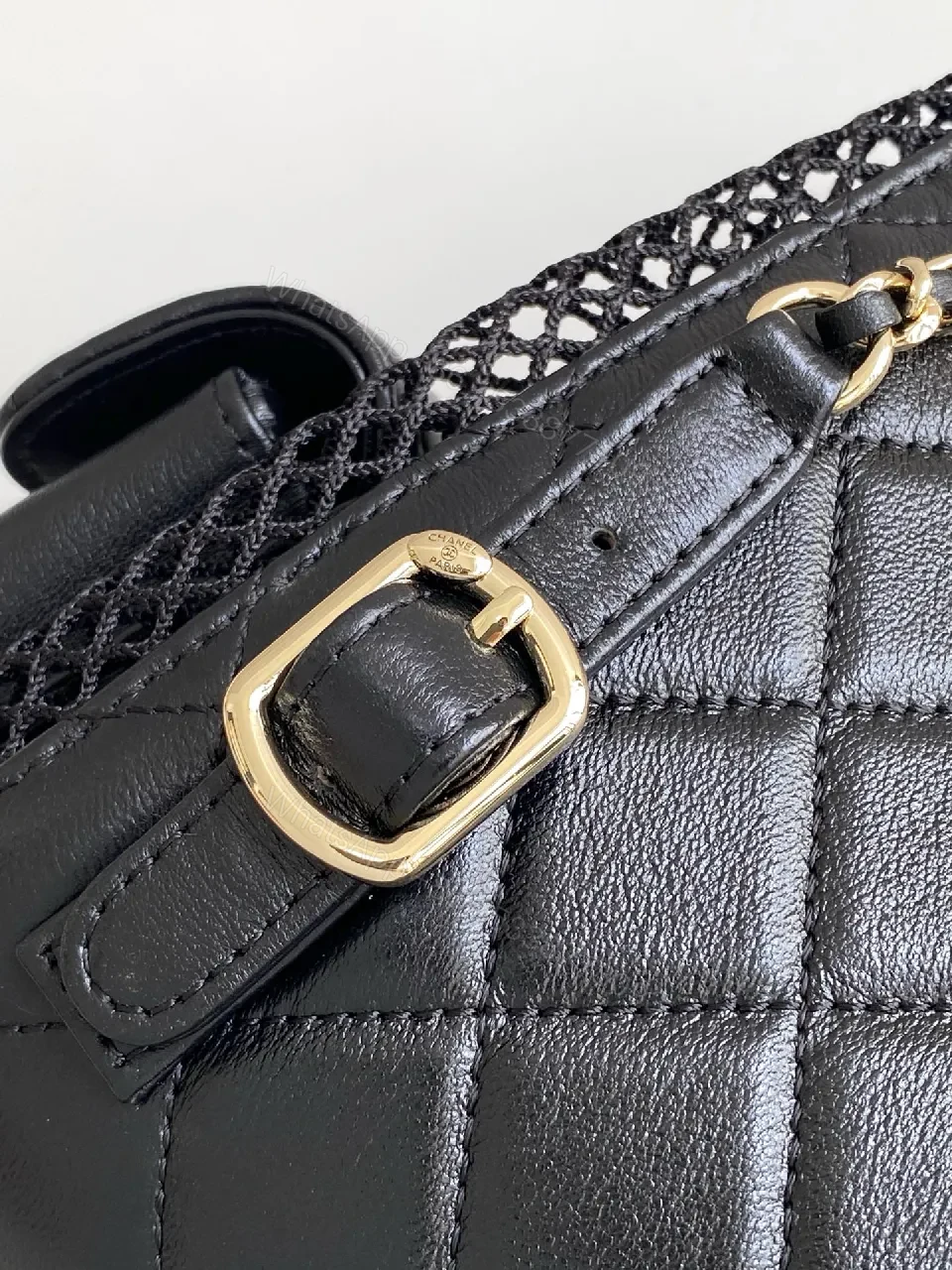 View 3 of Black Quilted Mesh Backpack - Luxury Everyday Carry