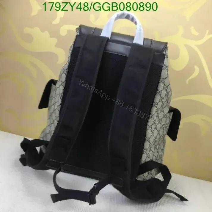 View 10 of Gucci GG Supreme Black Canvas & Leather Backpack GGB0808905 1:1