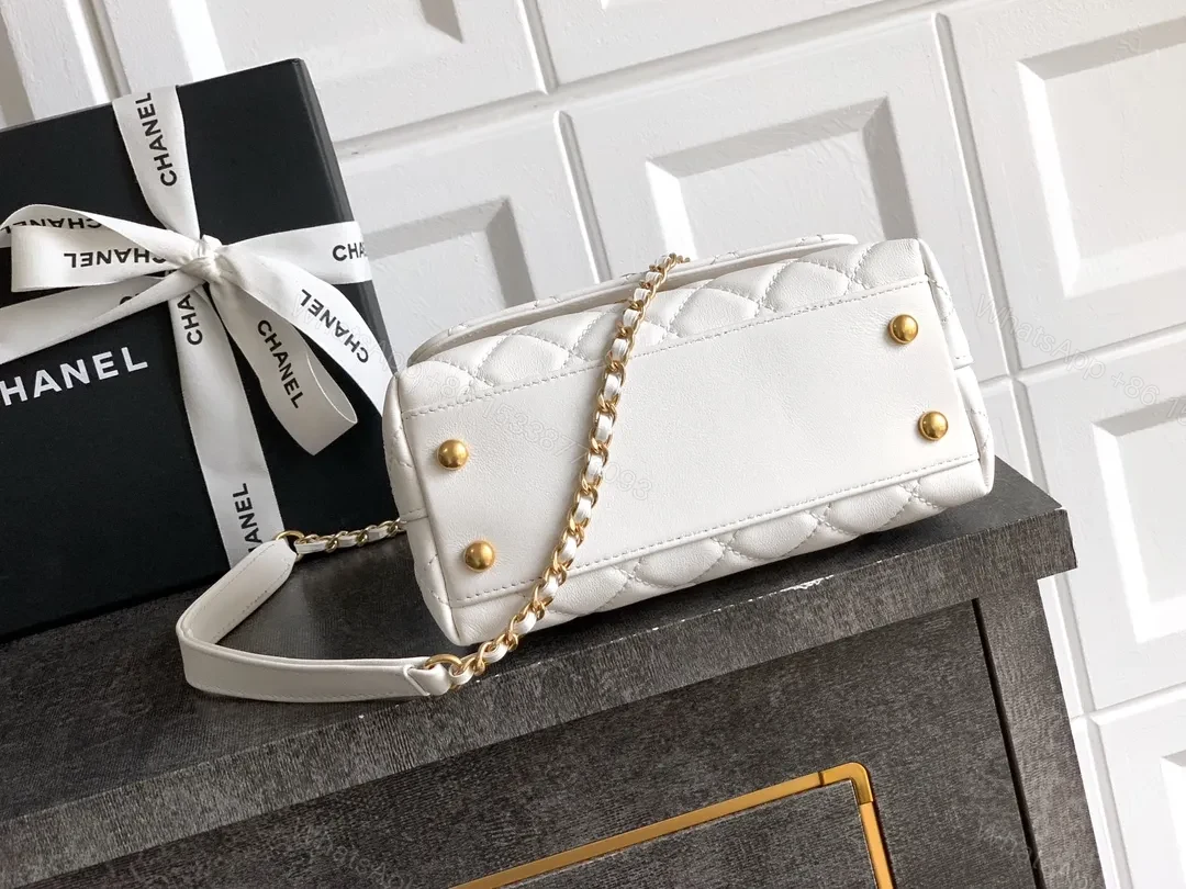 View 4 of Quilted White Lambskin Handbag: Effortless Luxury