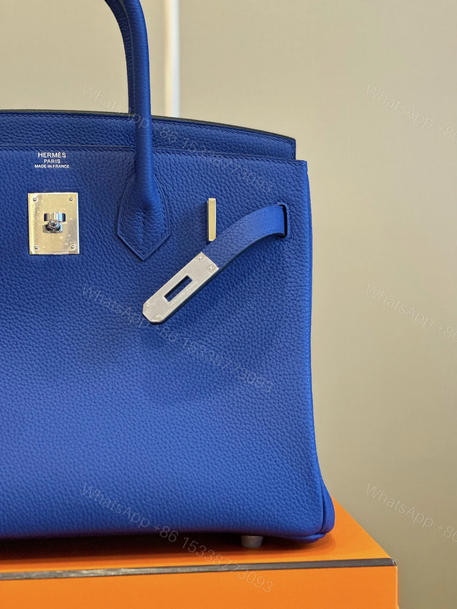 View 6 of Hermès Birkin 30 Electrique Blue Palladium Hardware