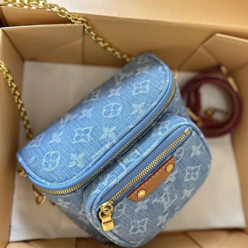 View 4 of Louis Vuitton Mini Bumbag Monogram Denim Sky Blue 17Cm M83353