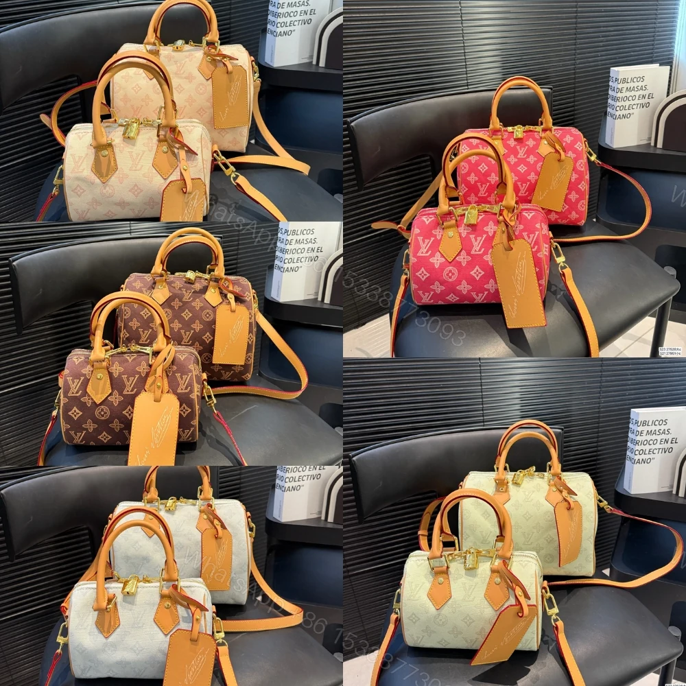 View 9 of Louis Vuitton Speedy Bandouliére 25 Monogram Origine Rose Ribbon Pink 25Cm M27528
