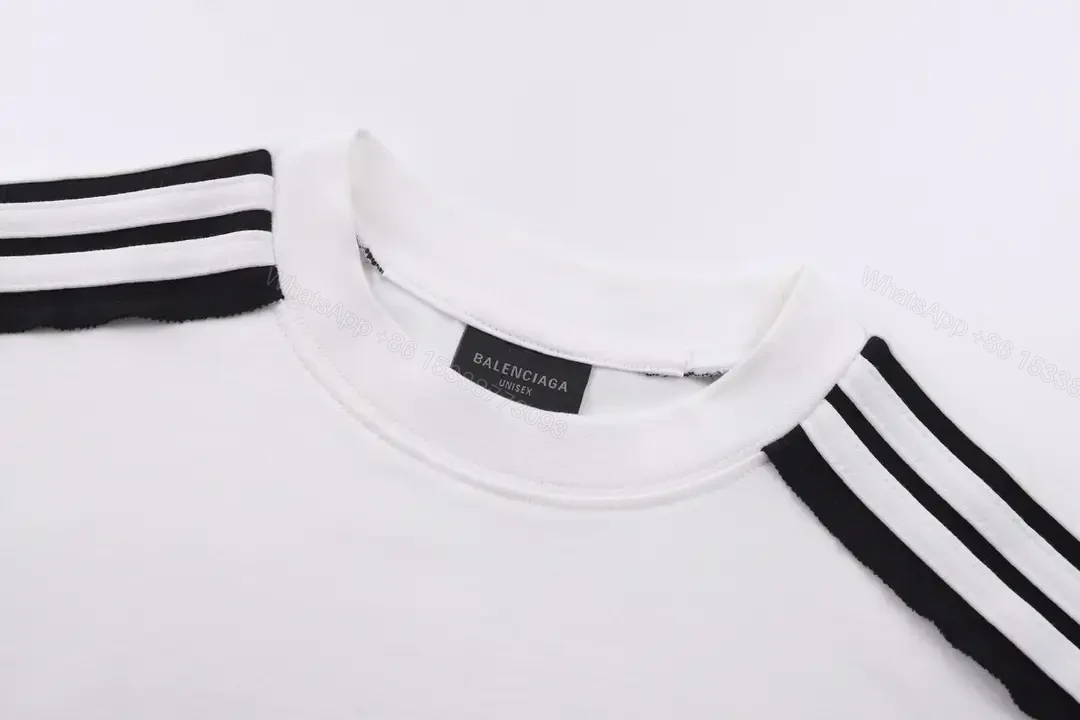 View 6 of White Textile Athletic Tee Balenciaga Logo Short-Sleeve T-Shirt