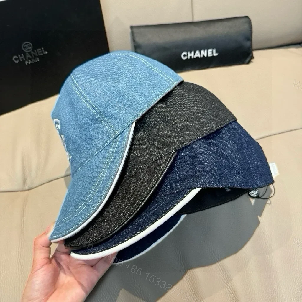 View 6 of Indigo Denim Cap with Subtle Logo, Luxury Street Style