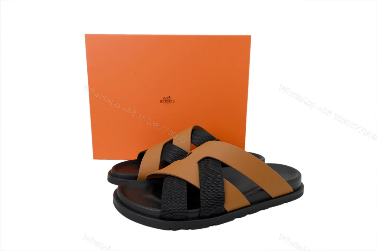 View 7 of HERMES Coffee Cross Strap Slides
