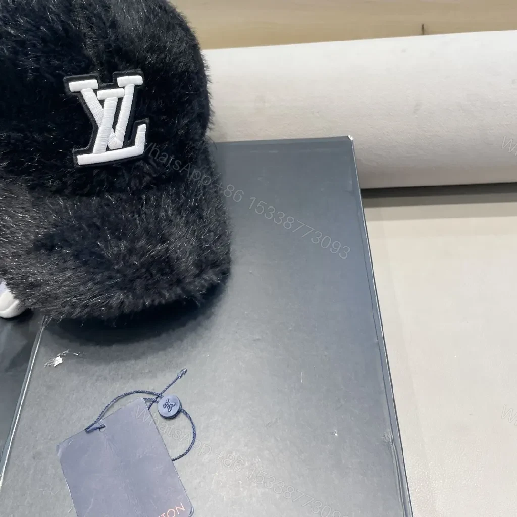 View 4 of Lux Fur-Textured LV Cap: Bold, Plush Streetwear Cap