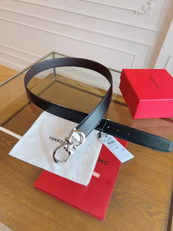 View 4 of Bold Black Leather Belt: Signature Hardware, Premium Ferragamo Style