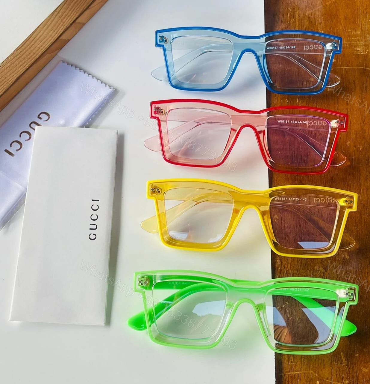 View 7 of Gucci Transparent Eyeglasses Square Frame Clear Lens