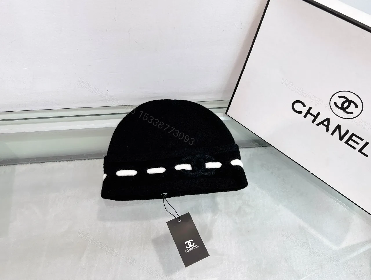 View 3 of Textured Knit Beanie: Luxe Strap Detail, Everyday Chic, Beanie
