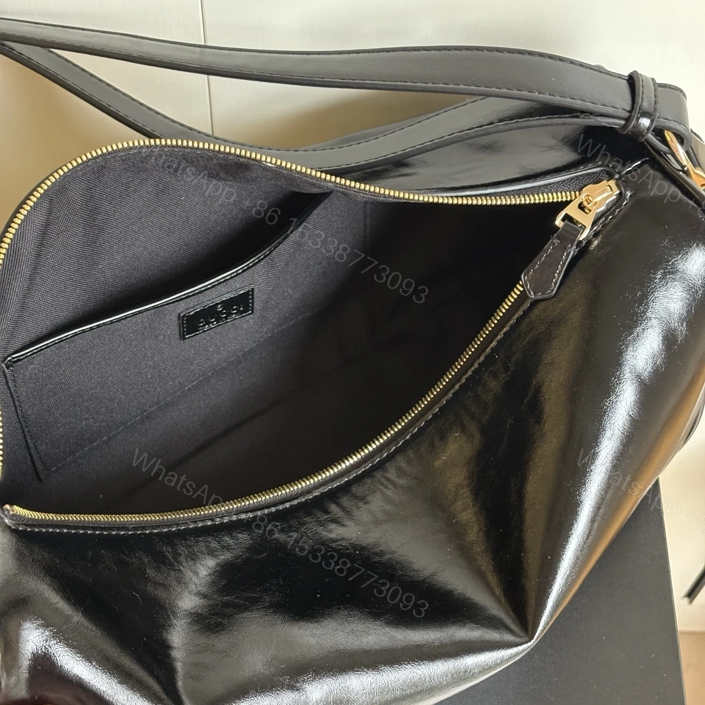 View 8 of Gucci Half Horsebit Large Shoulder Bag Black 38Cm