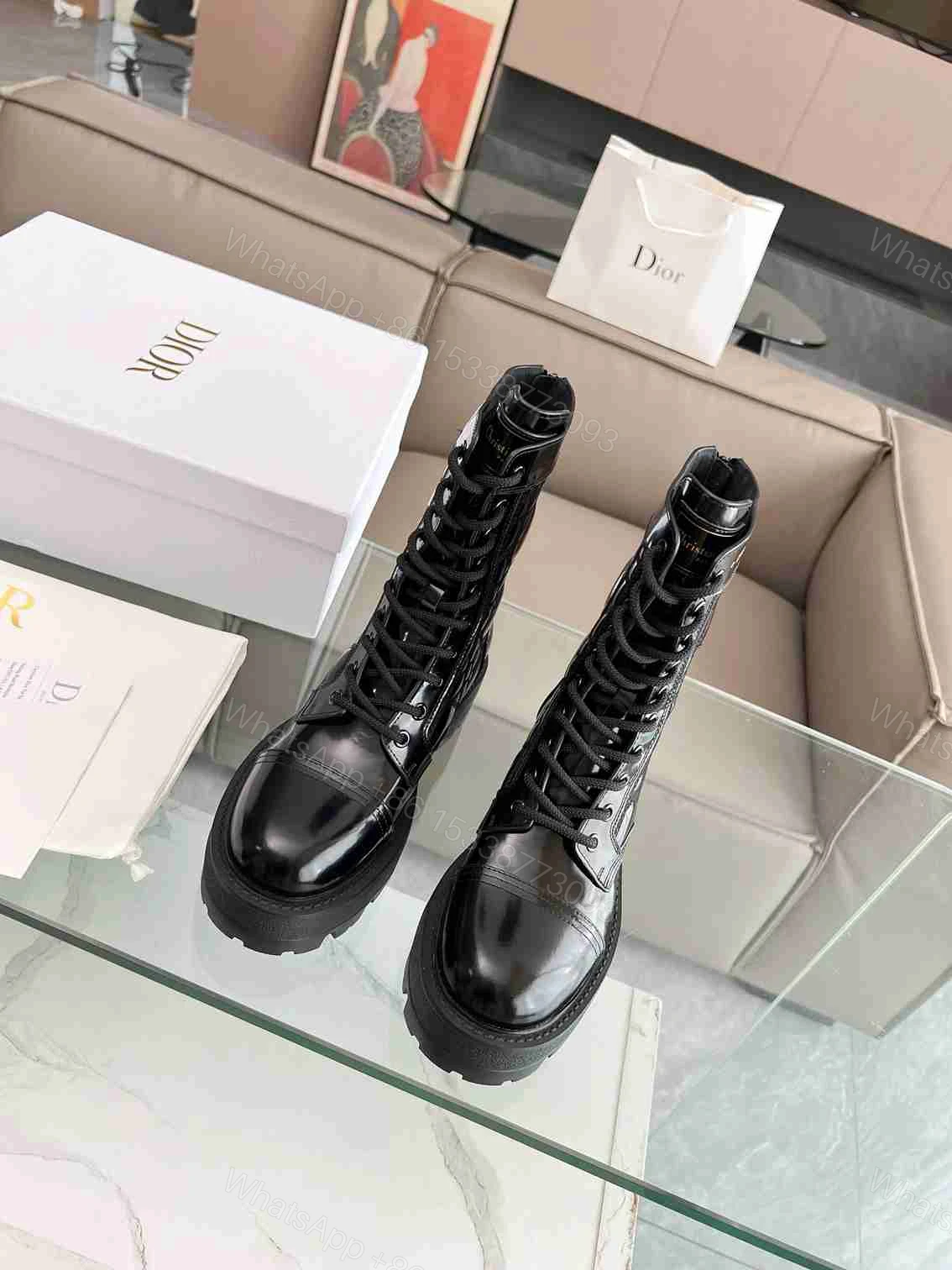 View 3 of DIOR D UNIT ANKLE BOOT QUILTED CANNAGE CALFSKIN BLACK KCI995CQC S900