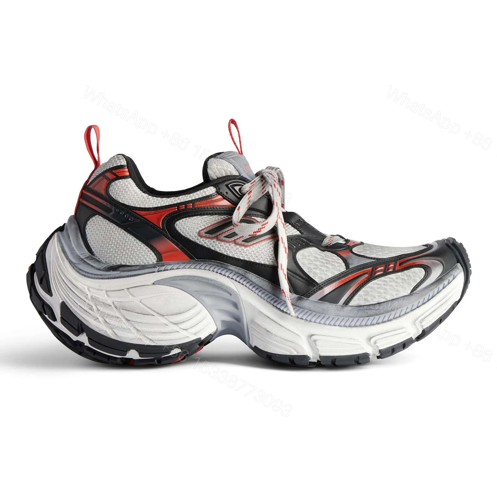 BALENCIAGA MEN’S 10XL SNEAKER IN GREY/WHITE/RED – BB271 — view 1