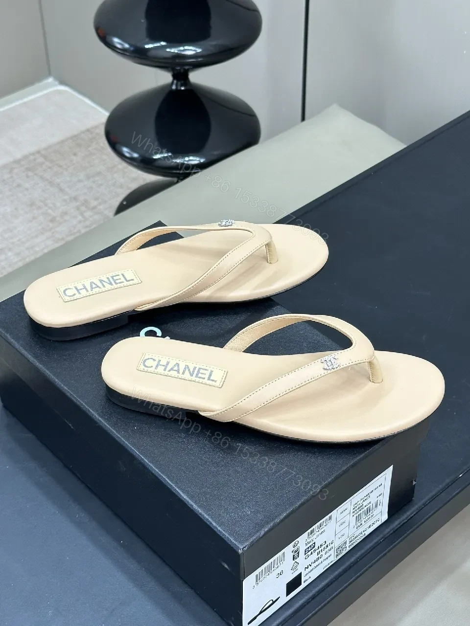 View 2 of Beige Leather Flip-Flops: Subtle Luxury, Everyday Comfort