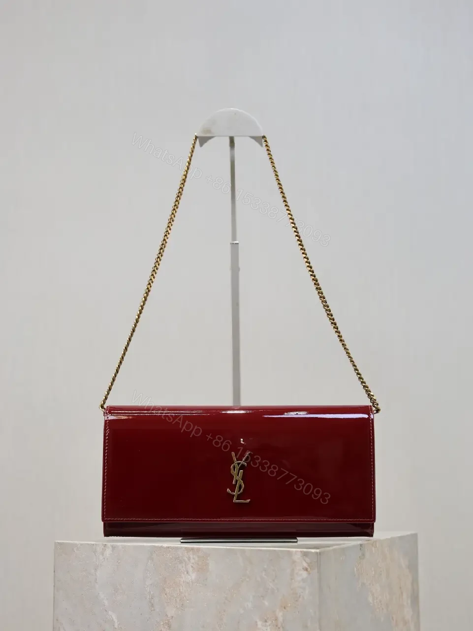 Elegant Red Patent Crossbody, Structured & Versatile Bag — view 1