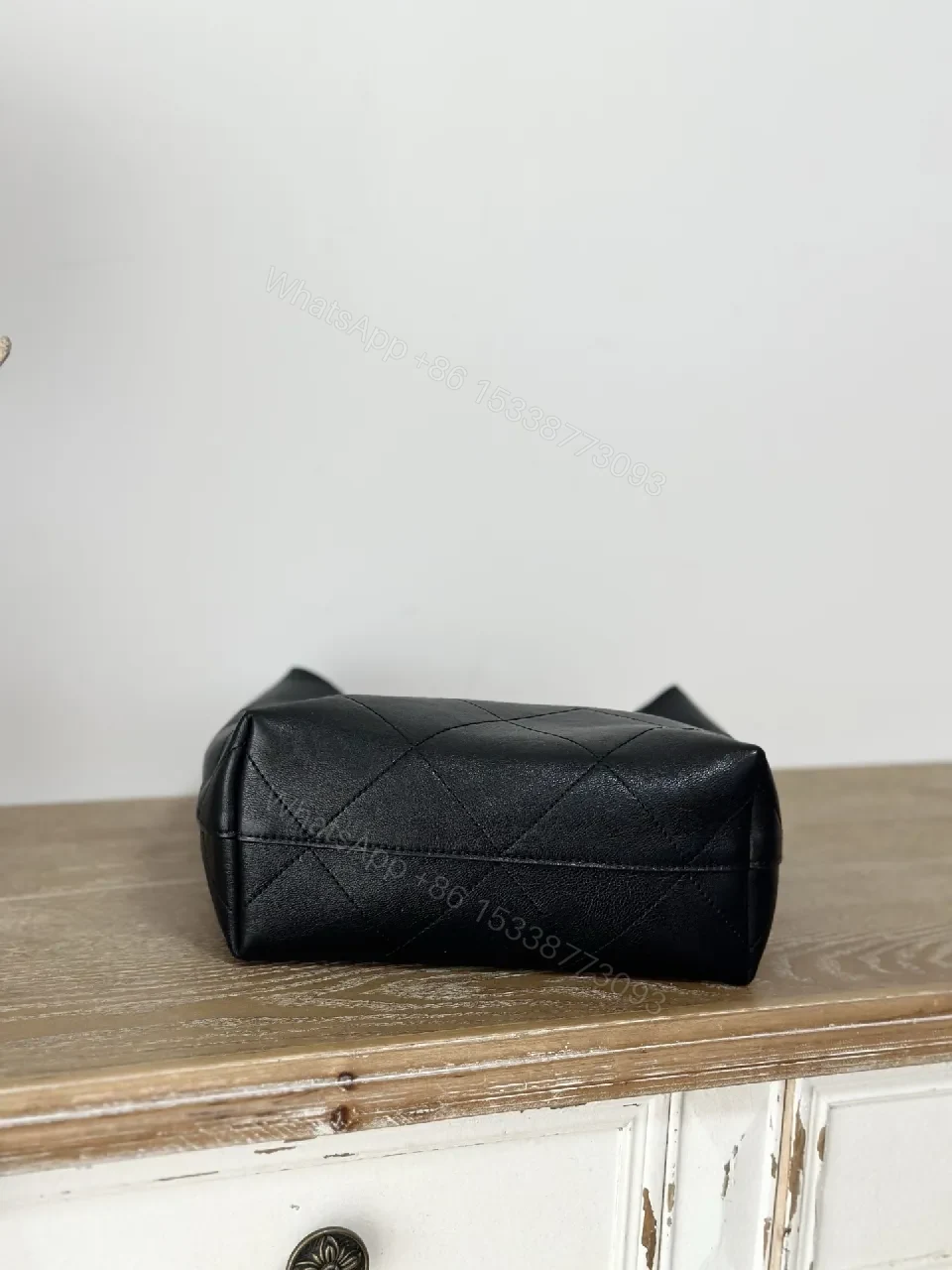 View 6 of Quilted Shoulder Bag with Chain Strap - Gold Emblem Luxe