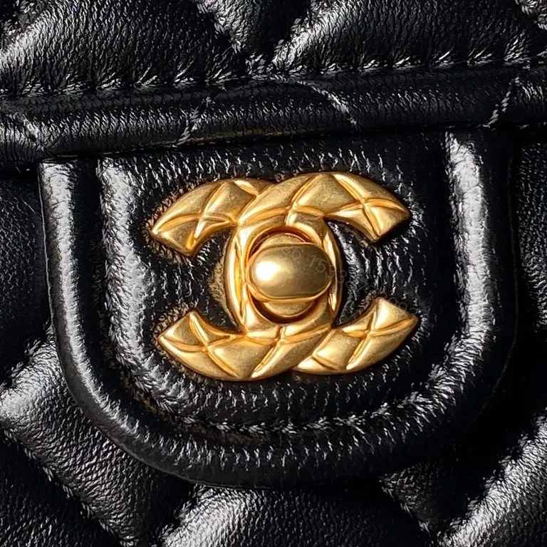 View 8 of Chic Quilted Crossbody Bag with Gold Chain Strap - Black
