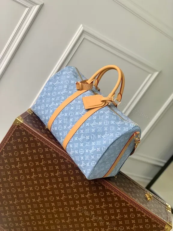View 4 of Structured Denim Monogram Weekender: Luxury Travel Carryall