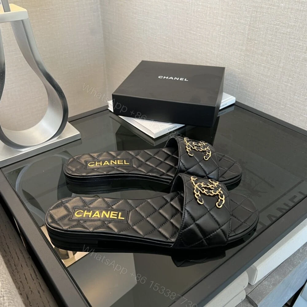 View 3 of Chanel 23P Quilted Cc Chain Mule Sandal Black