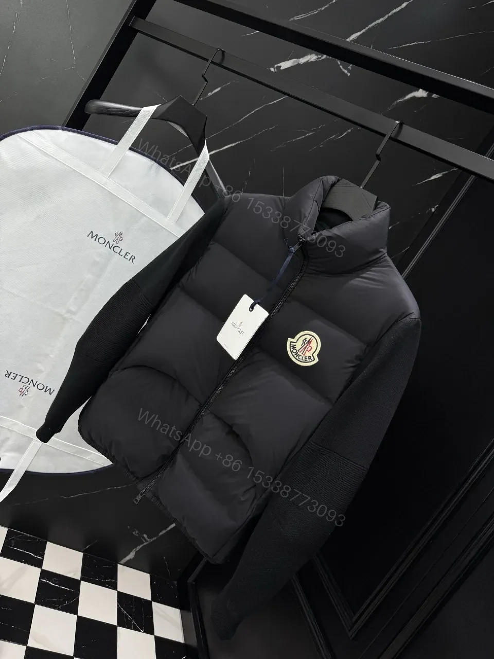 View 2 of Compact Puffer Jacket - Knit-Sleeve, Water-Repellent, Luxe Casual Outerwear