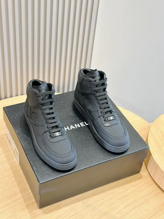 View 8 of Chic Black Leather High-Top Sneakers with Luxury Detailing