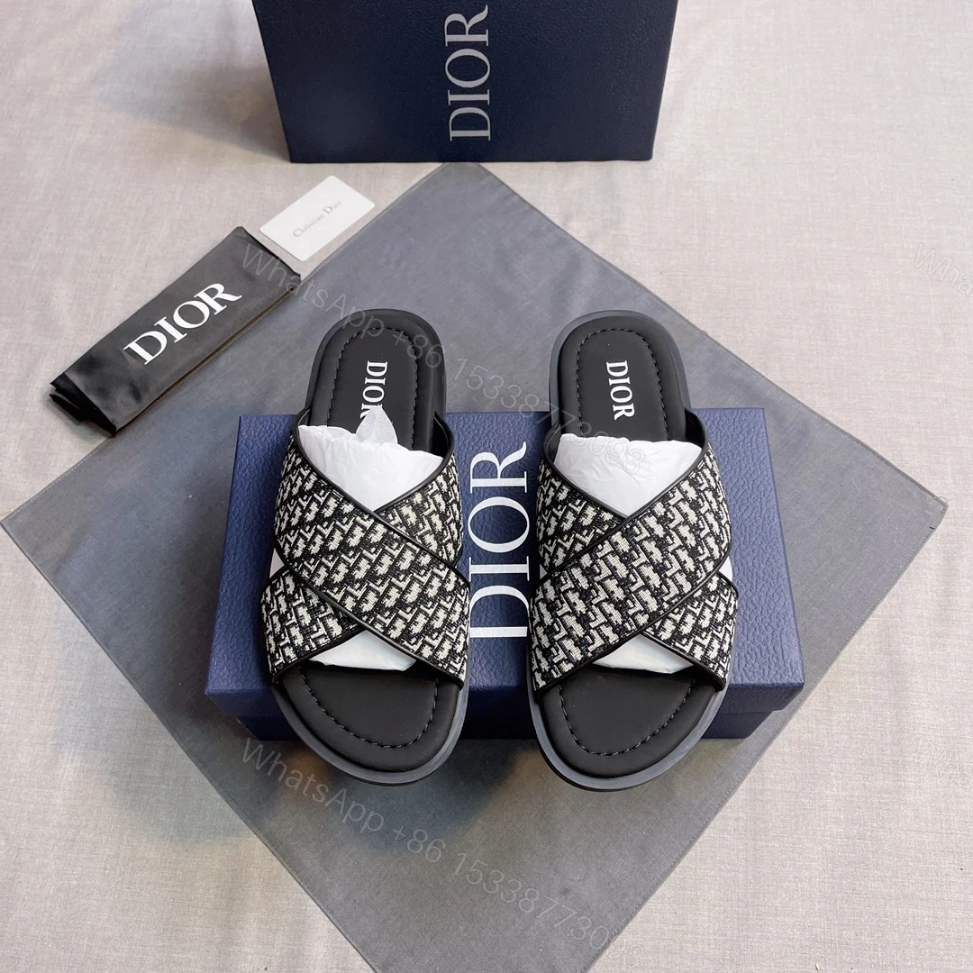Dior A貨 男款 Oblique老花拖鞋 經典休閒百搭款 — view 1