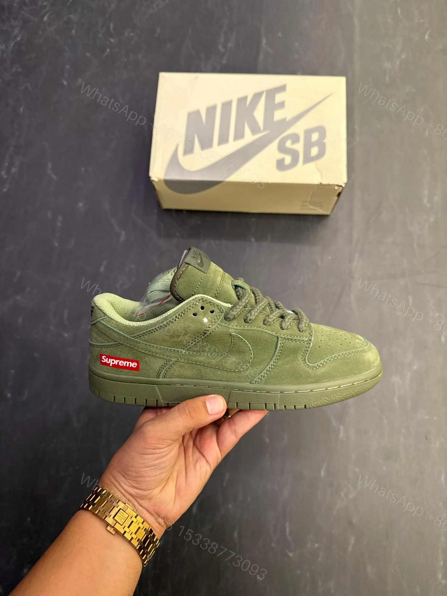 View 7 of First Copy Nike SB Dunk Supreme Olive Green