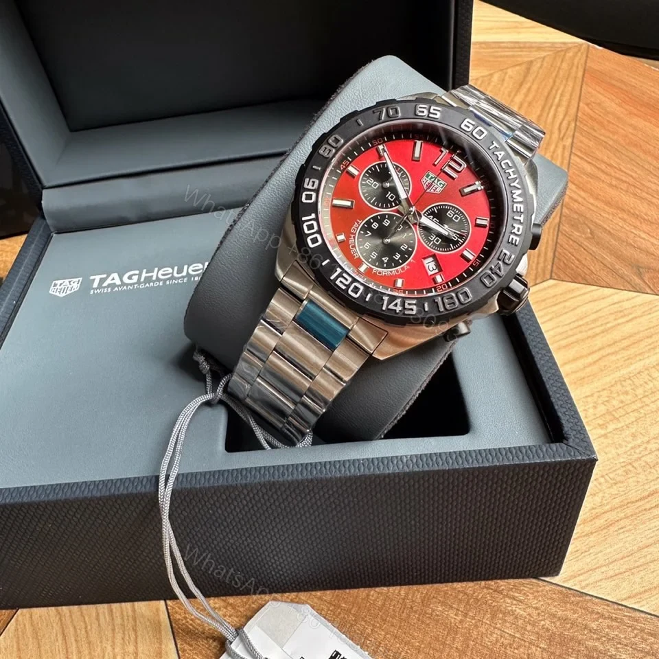 View 5 of TAG Heuer Formula 1 Quartz Chronograph Watch 43MM Stainless Steel Bracelet Sapphire Crystal Premium Edition TAG-F1-QZ-SS-43