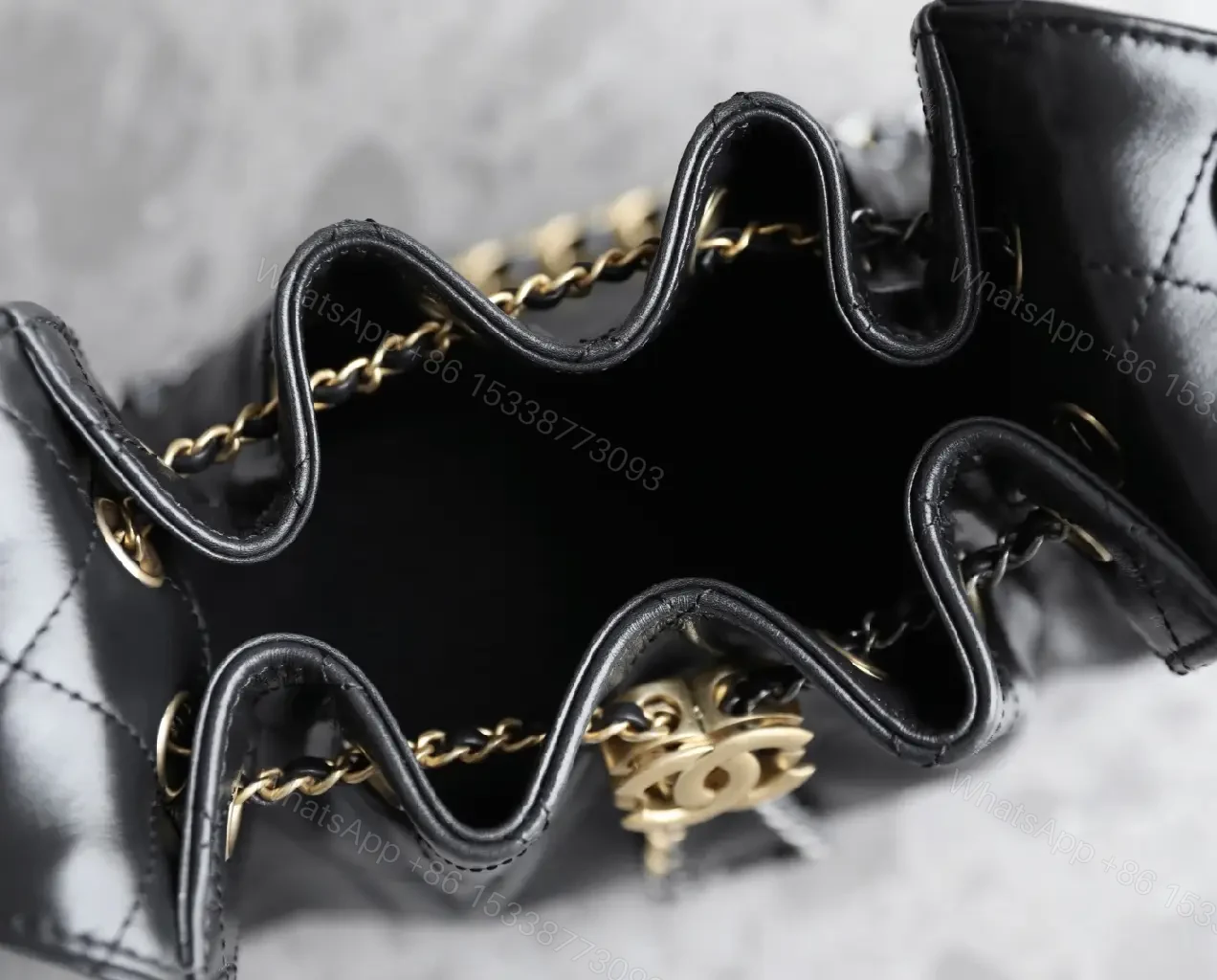 View 4 of Quilted Leather Crossbody: Luxe Chain-Detail Bag