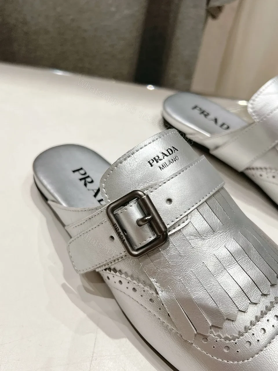 View 3 of Metallic Fringe Slip-Ons: Modern Glam Comfort Shoes