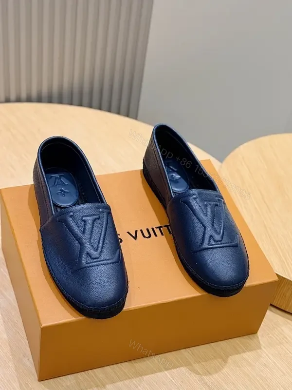 Navy Leather Loafers: Monogram Detail, All-Day Comfort — view 1