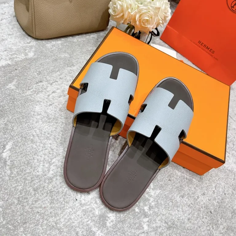 View 5 of Ice-Blue Hermes Oran Slides: Clean, Confident Comfort