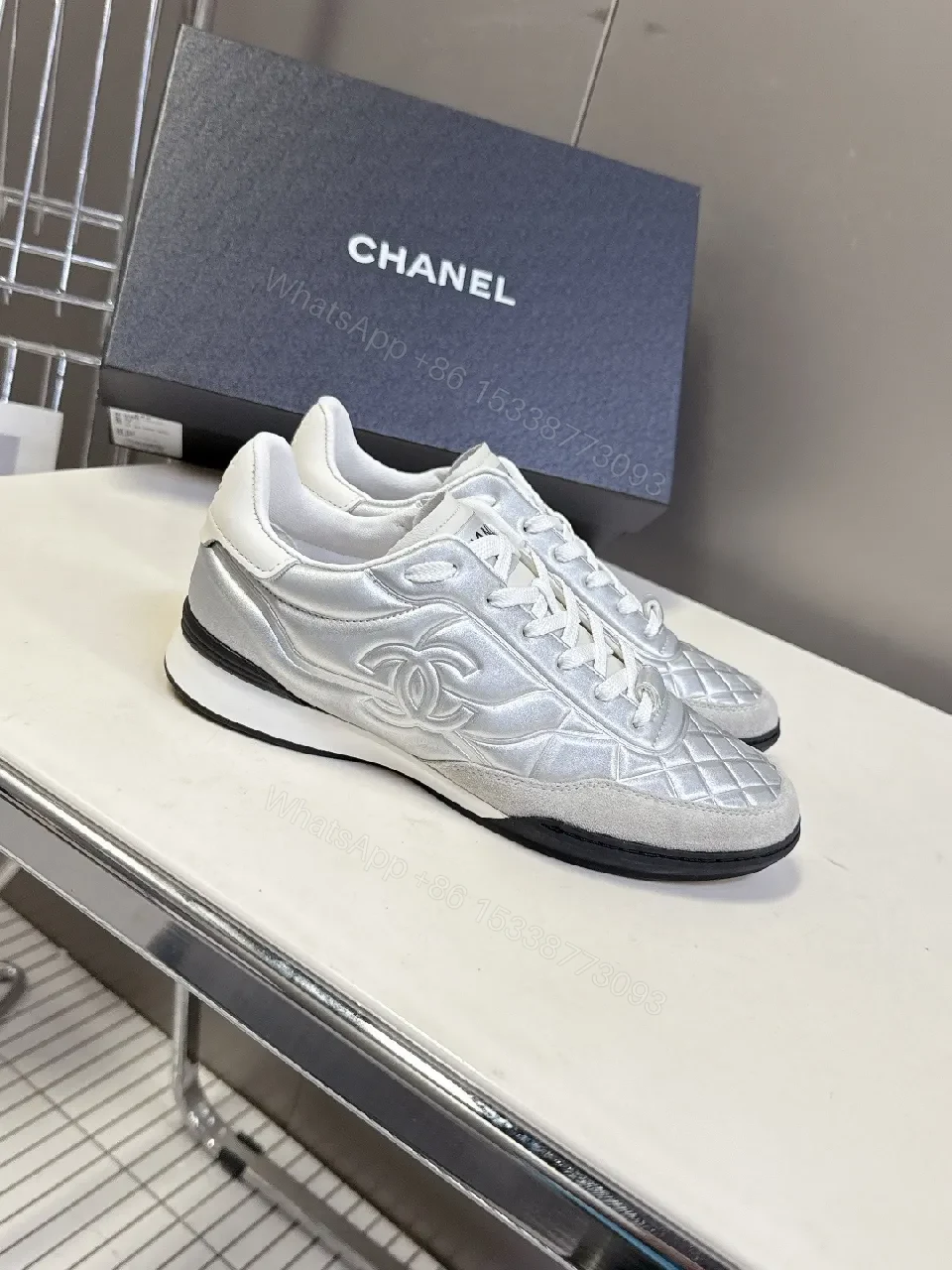 View 6 of Shimmer Quilted Leather Runner with Metallic Chanel-Inspired Detailing