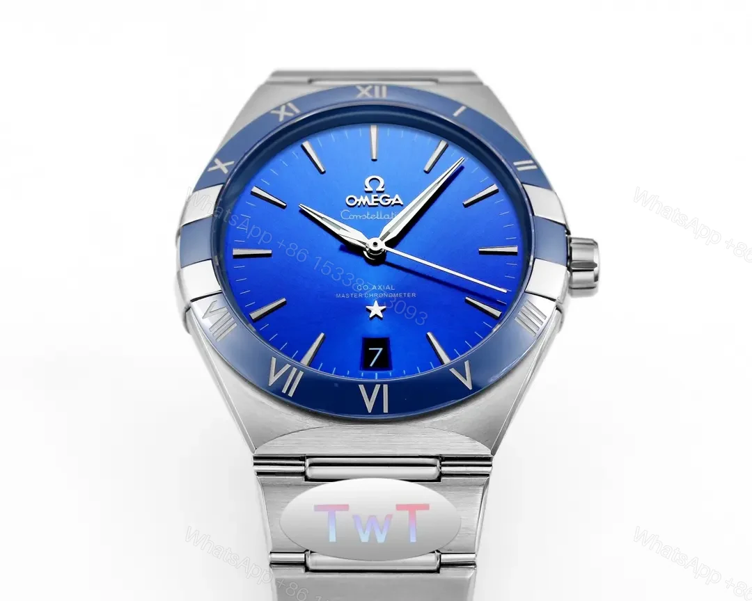 View 5 of Omega Constellation 5th Generation Star Series Ceramic Bezel Watch Blue Dial 41MM Stainless Steel Case 8900/8901 Co-Axial Movement
