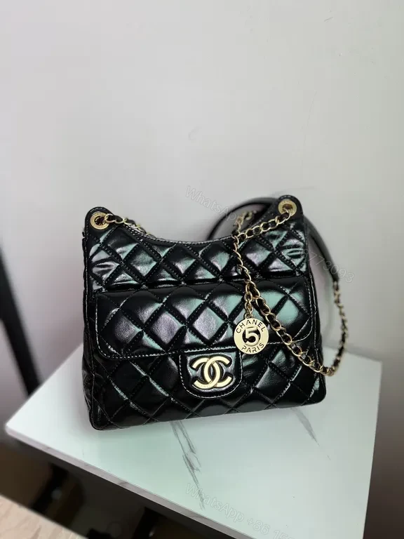 View 4 of Chic Quilted Calfskin Bag: Modern Glam, Gold Chain, Crossbody