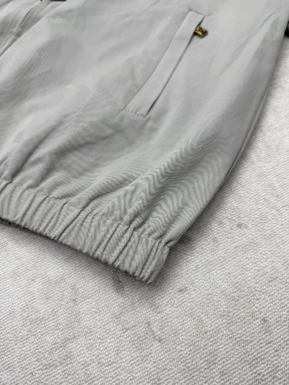 View 4 of Color-Blocked Leather-Accent Windbreaker with LV Detailing