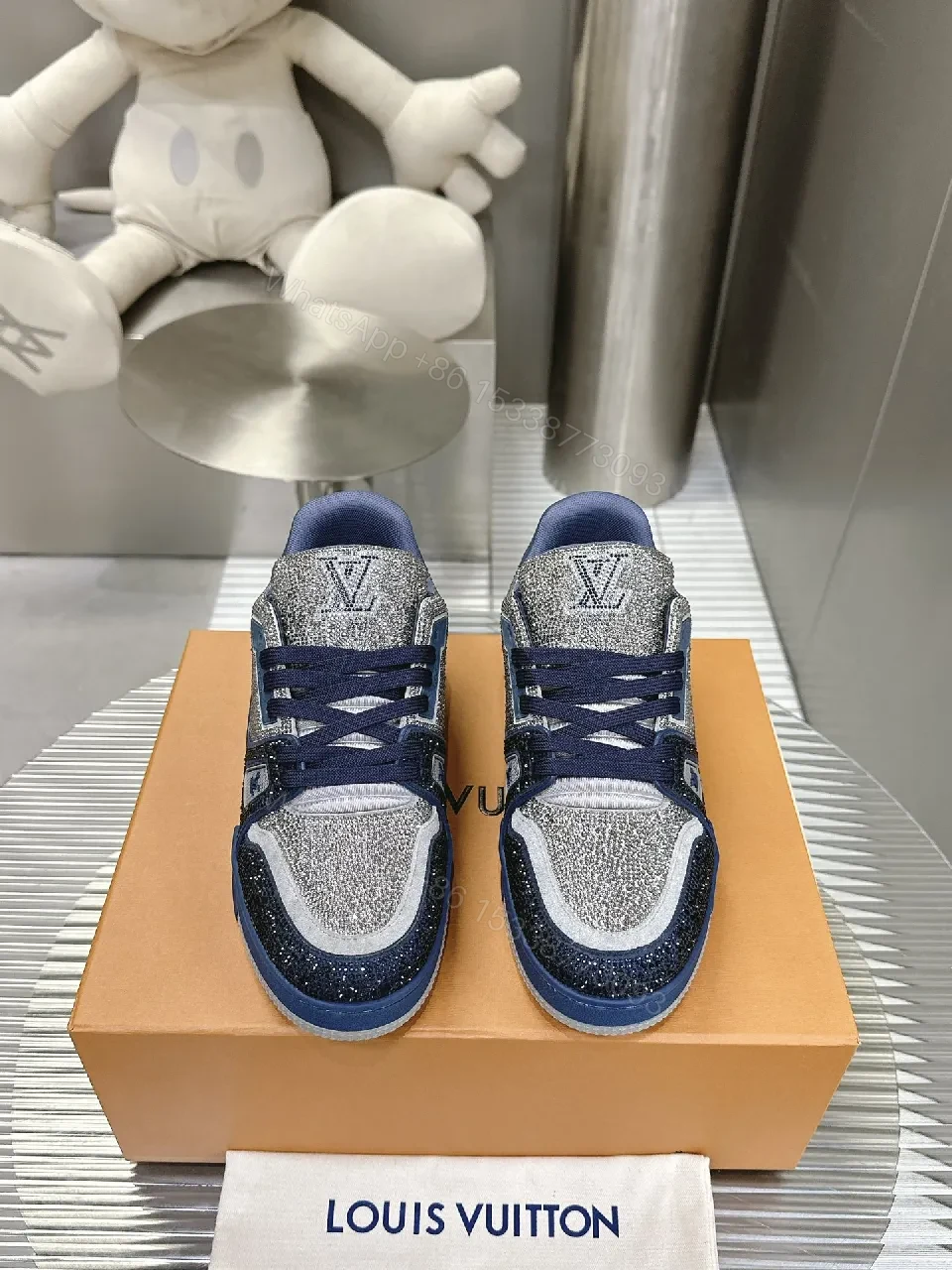 View 3 of Glittery Navy High-Tops: Lux Streetwear Sneaker