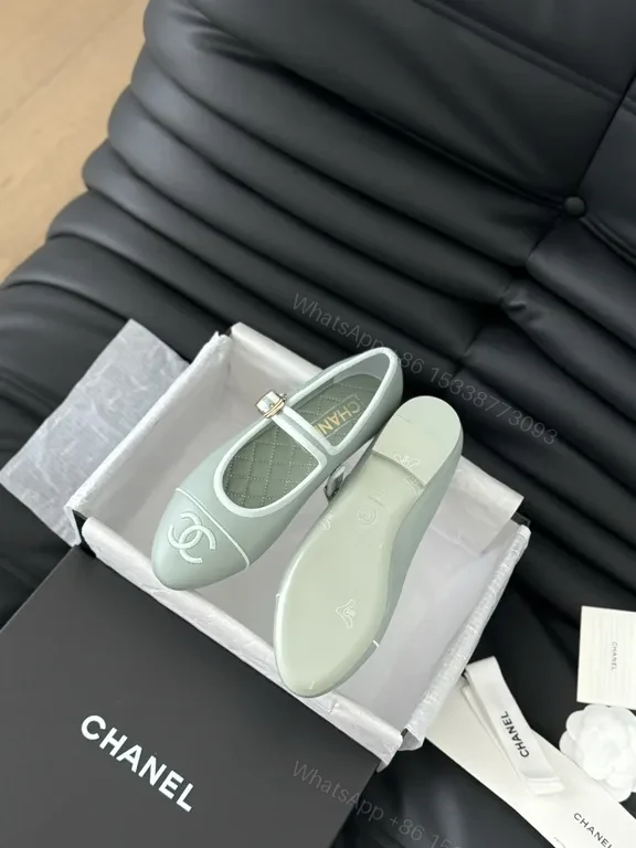 View 7 of Pastel Green Chanel-Inspired Mary Jane Flats: Modern Luxury Shoes