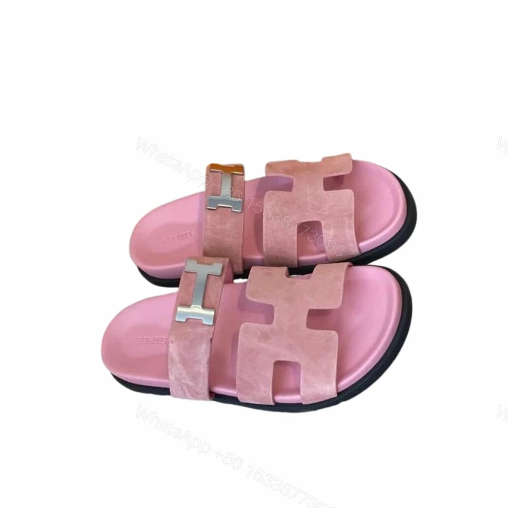 Hermes Chypre Sandal H Logo Silver Hardware Pink — view 1