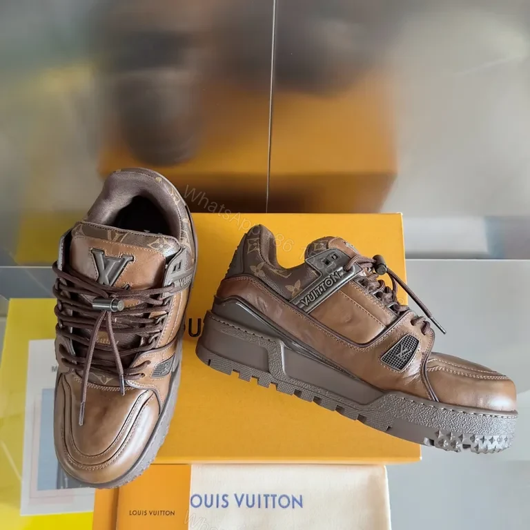 View 2 of Premium Leather LV-Detail High-Top Sneakers for All-Day Comfort