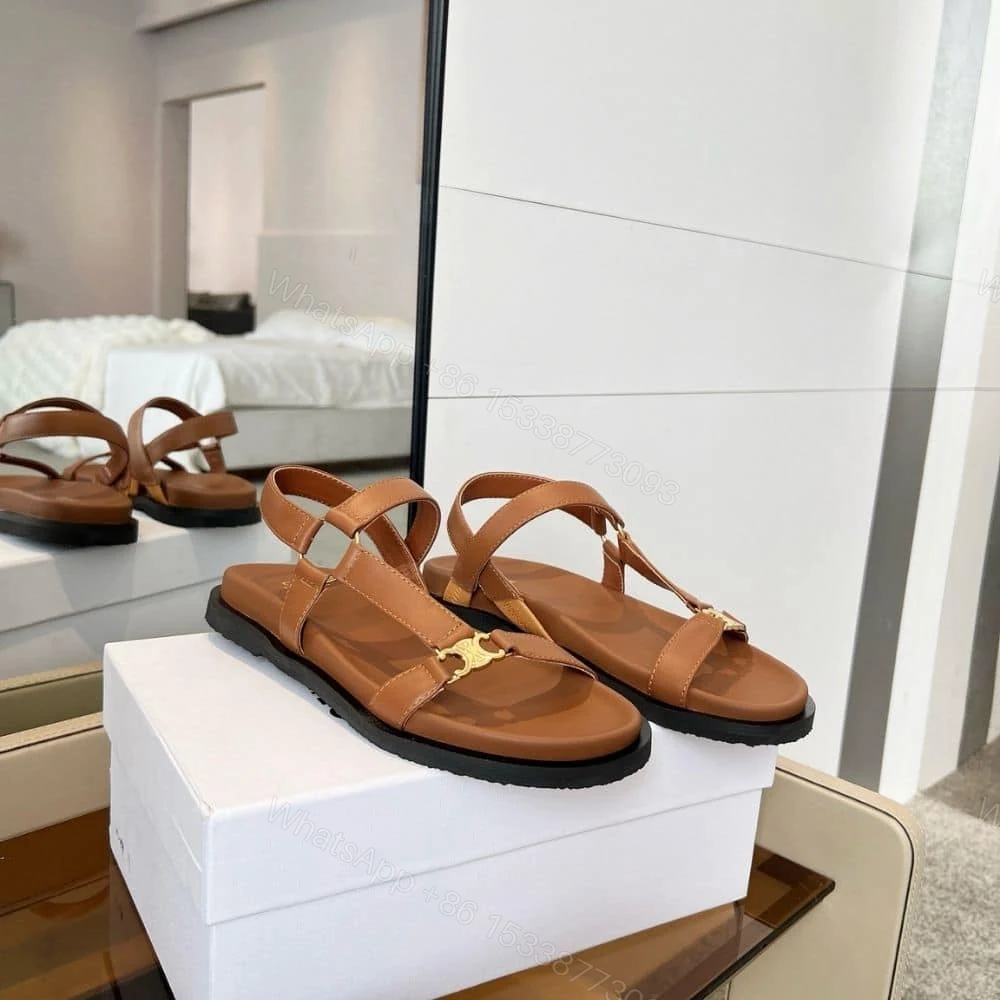 View 2 of CELINE MAUD SANDAL WITH TRIOMPHE LIGHT CARAMEL 362225042C 04IC
