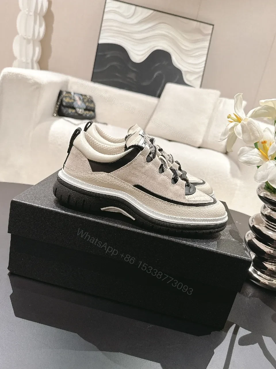 View 6 of Chic Quilted Leather Sneaker: Luxe Contrast, All-Day Comfort