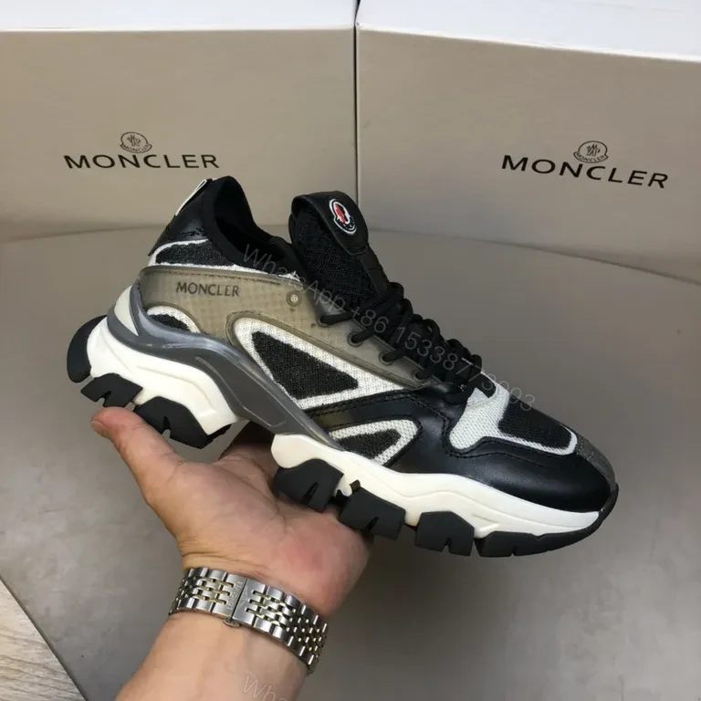 View 8 of Moncler Grid-Texture High-Top Sneakers: Luxe Streetwear