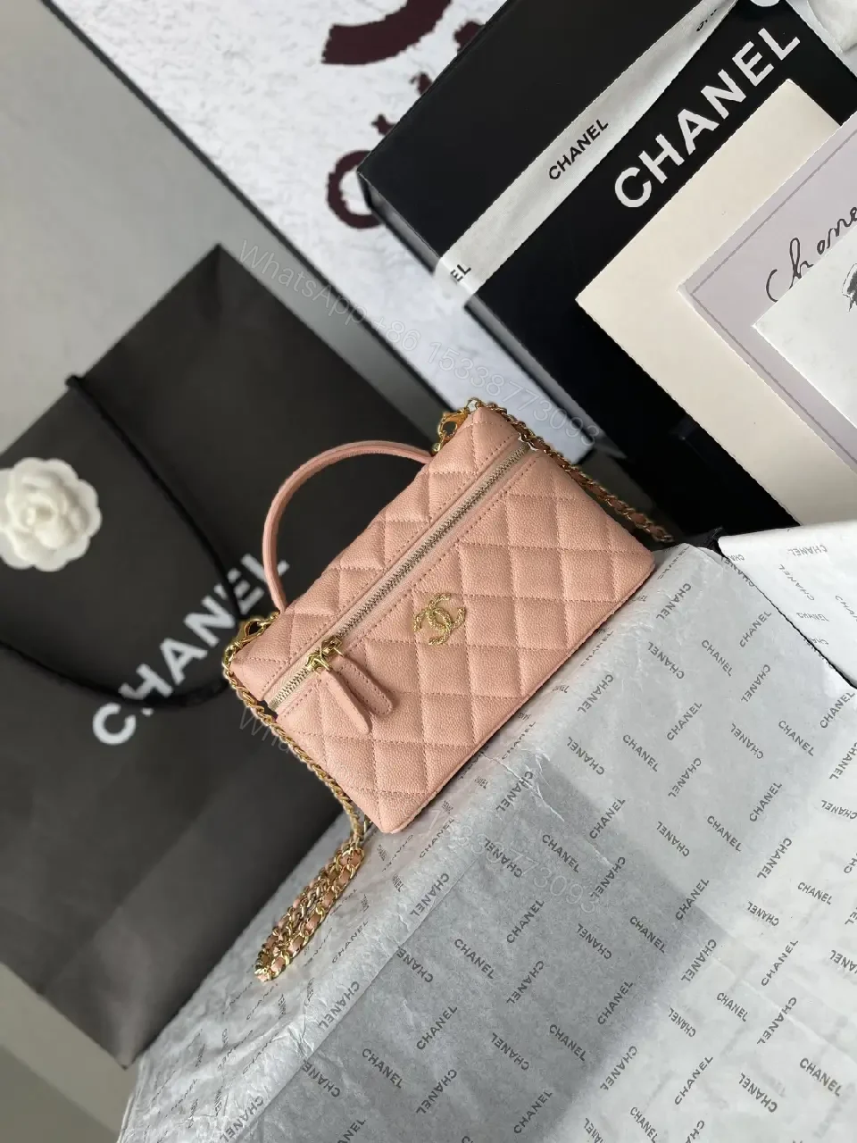 View 2 of Pearl Pink Quilted Chain Bag: Everyday Luxury