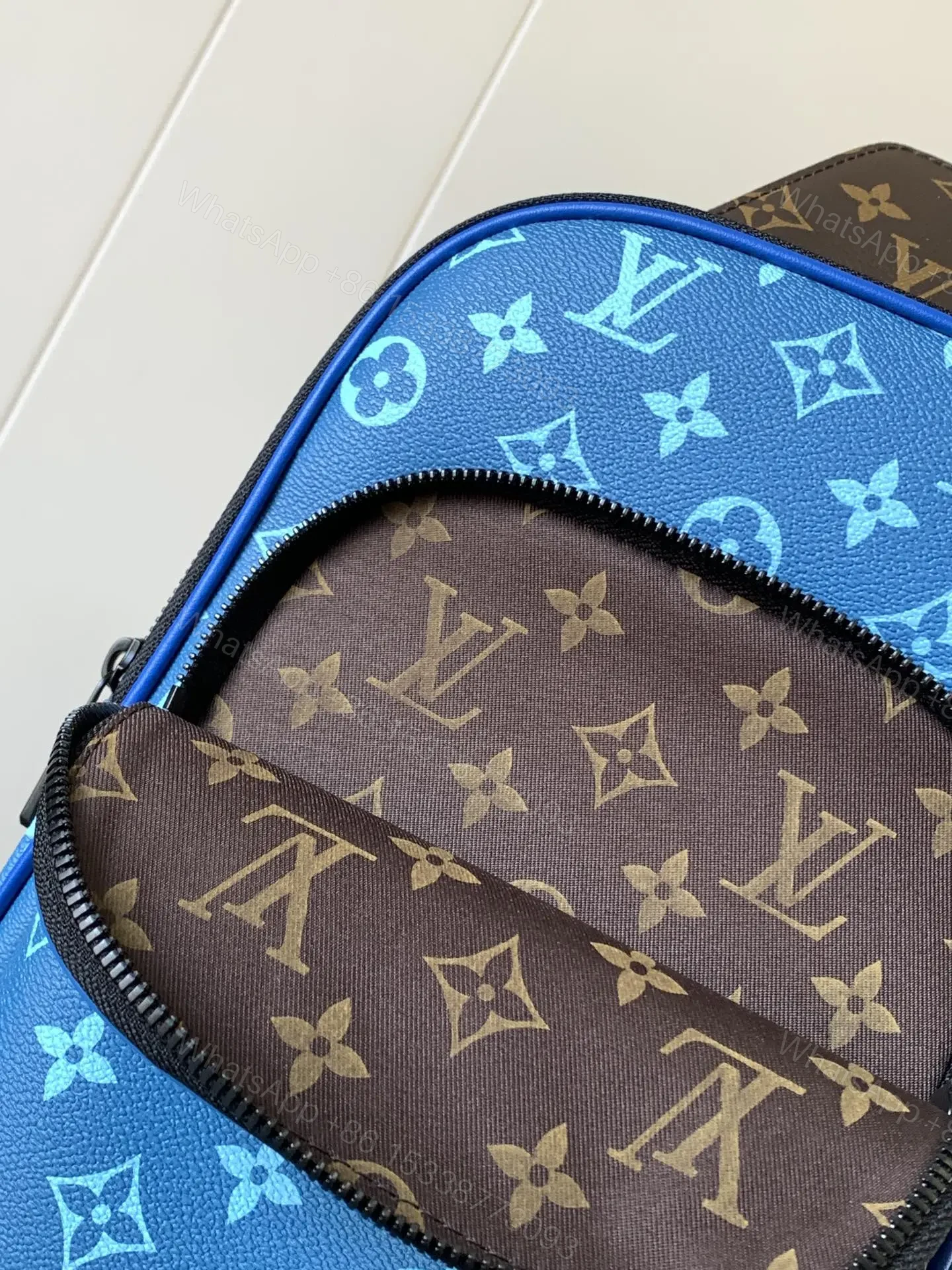 View 5 of LV AVENUE SLINGBAG 31 IN BLUE AND BROWN TAIGA LEATHER
