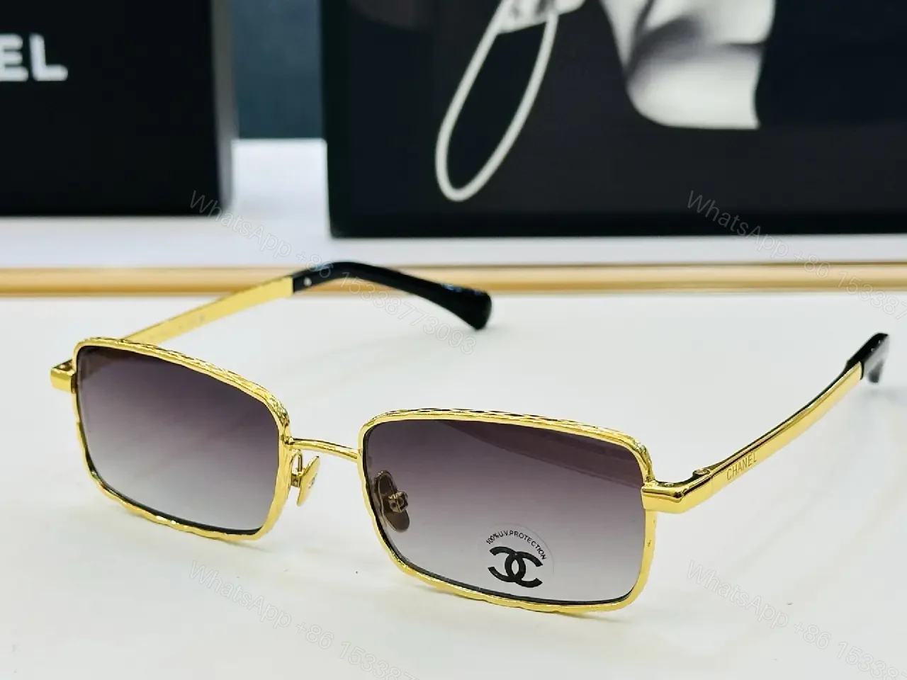 View 9 of Minimalist Luxe Square-Frame Sunglasses with UV400 Shield